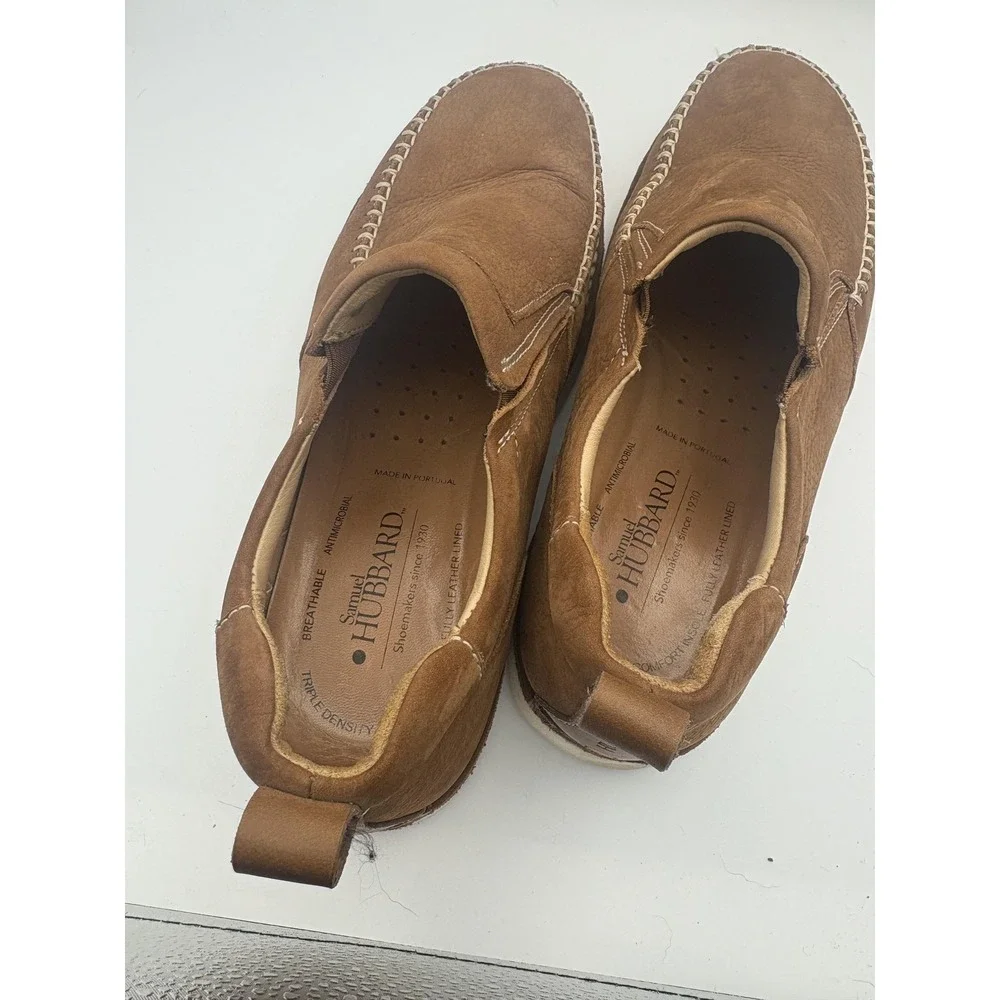 Samuel Hubbard Shoes Mens Size 11.5 Brown Leather Slip On Loafers Comfort Vibram